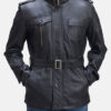 Men's Black Leather 3/4 Jacket
