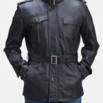 Men's Black Leather 3/4 Jacket