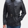 Men's Black Leather 3/4 Jacket