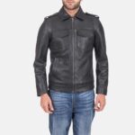 Men's Black Leather Short Jacket