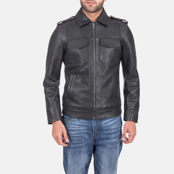 Men's Black Leather Short Jacket