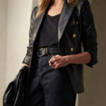 Women's Black Leather Blazer