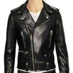 Men's Black Leather Bomber Jacket