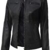 Women Black Leather Biker Jacket
