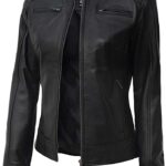 Women Black Leather Biker Jacket