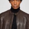 Brown Lambskin Men’s Biker Jacket
