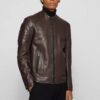 Brown Lambskin Men’s Biker Jacket