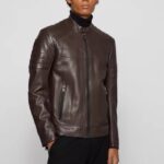 Brown Lambskin Men’s Biker Jacket