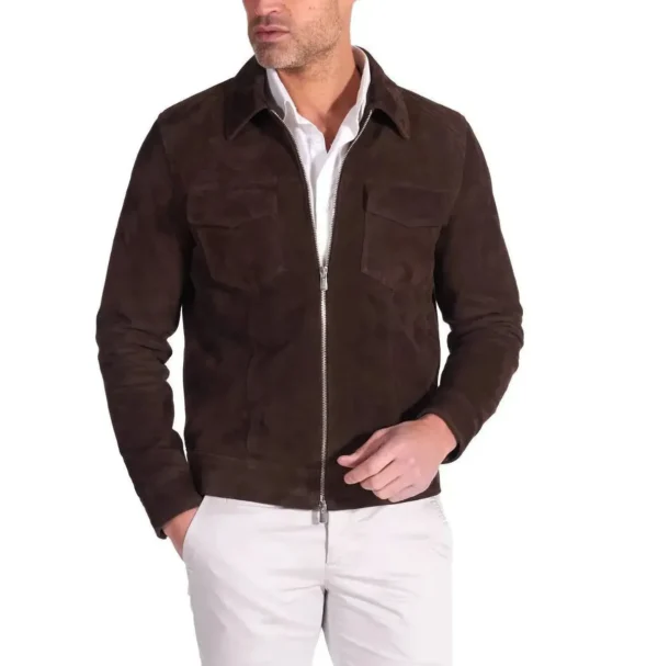 Men's Brown Shirt Collar Jacket