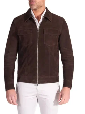 Men's Brown Shirt Collar Jacket