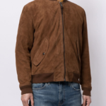 Men's Brown Suede Bomber Jacket