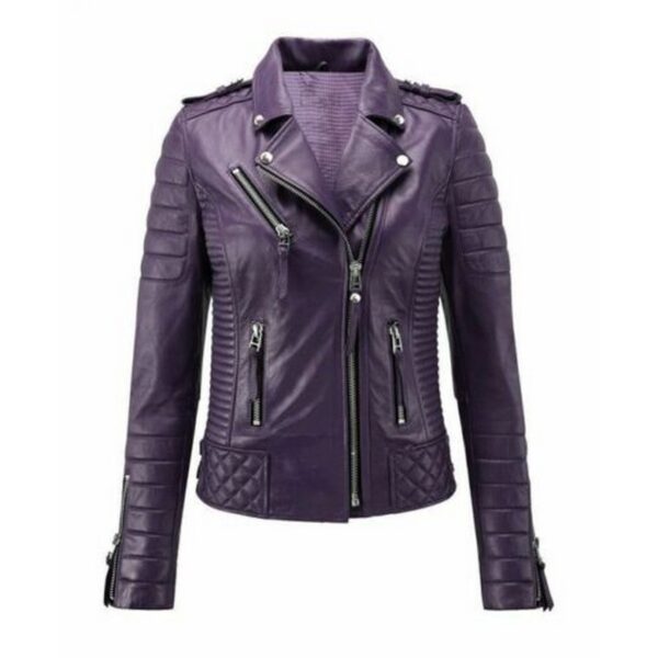 Tomilor Women's Purple Leather Jacket