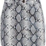 Snake Print Short Leather Skirt