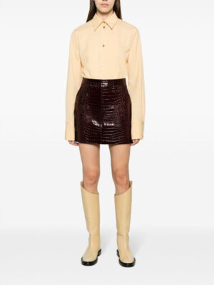 Croco Print Short Leather Skirt
