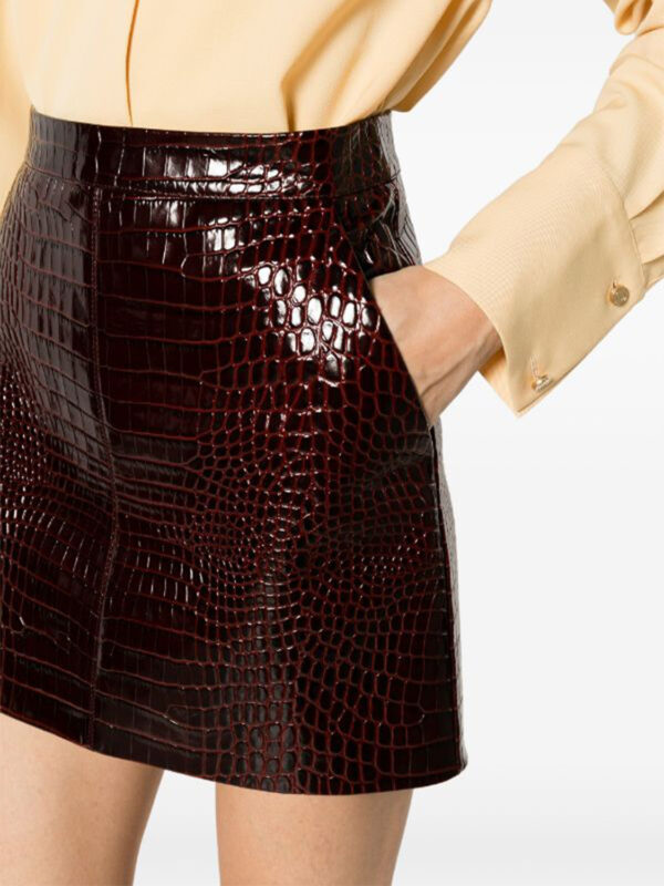 Snake Print Short Leather Skirt