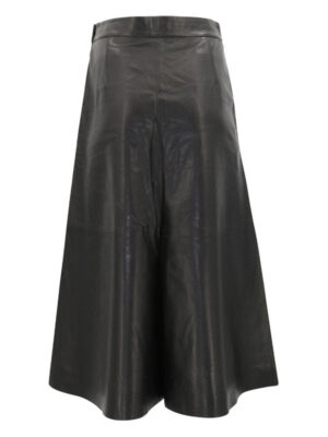 Women Long Flair Leather Skirt