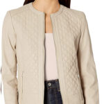 Women's Beige Leather Short Jacket