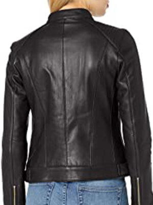 Women Black Leather Short Jacket