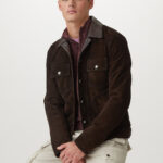 Men's Brown Leather Detail Jacket