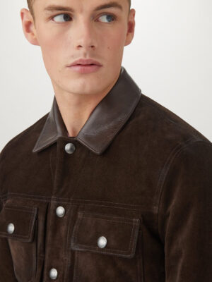 Men's Brown Leather Detail Jacket