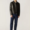 Men's Black Leather Over sized Jacket