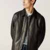 Men's Black Leather Over sized Jacket