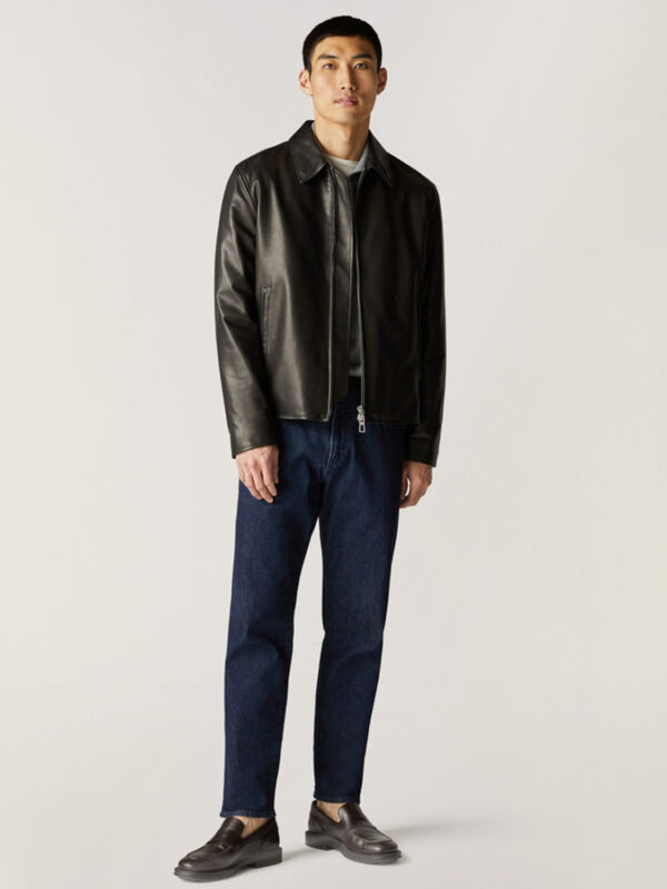 Men's Black Leather Over sized Jacket