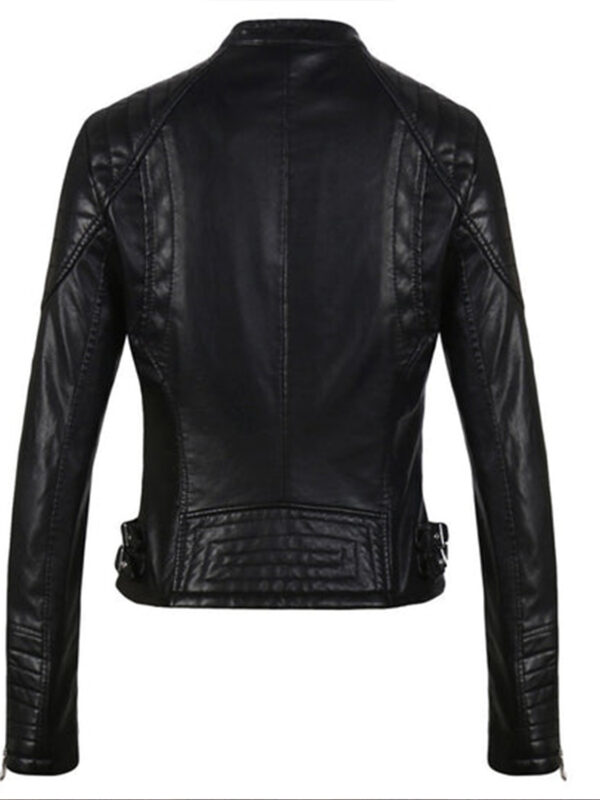 Women Black Leather Short Jacket