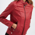 Tomilor Women's Red Leather Short Jacket