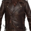 Men's Brown Leather Biker Jacket