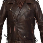 Men's Brown Leather Biker Jacket