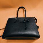 Women's Black Leather Organizer Hand Bag