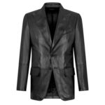 Men's Black Leather Blazer