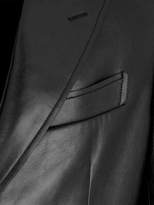 Men's Black Leather Blazer