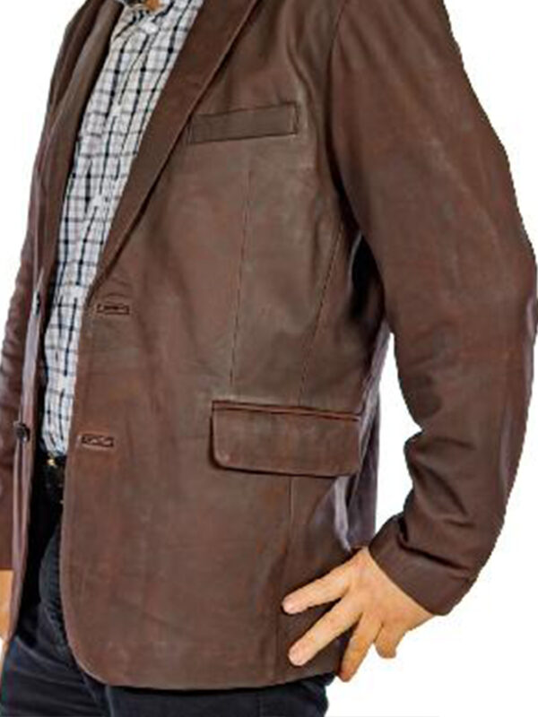 Men's Brown Leather Blazer