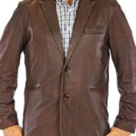 Men's Brown Leather Blazer