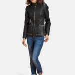 Women Black Leather Biker Jacket