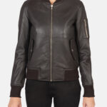 Tomilor Women's Black Leather Bomber Jacket