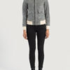 Tomilor Women's Grey Suede Bomber Jacket