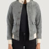 Tomilor Women's Grey Suede Bomber Jacket