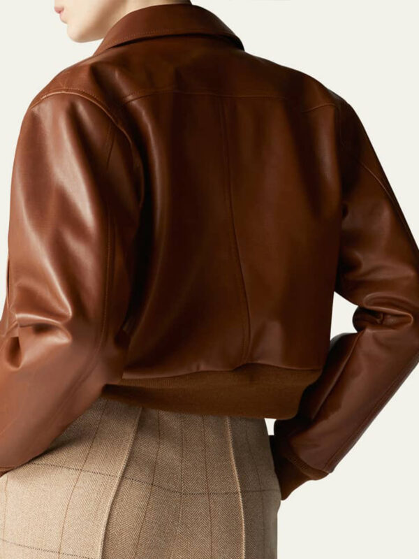 Tomilor Women's Tan Leather Bomber Jacket