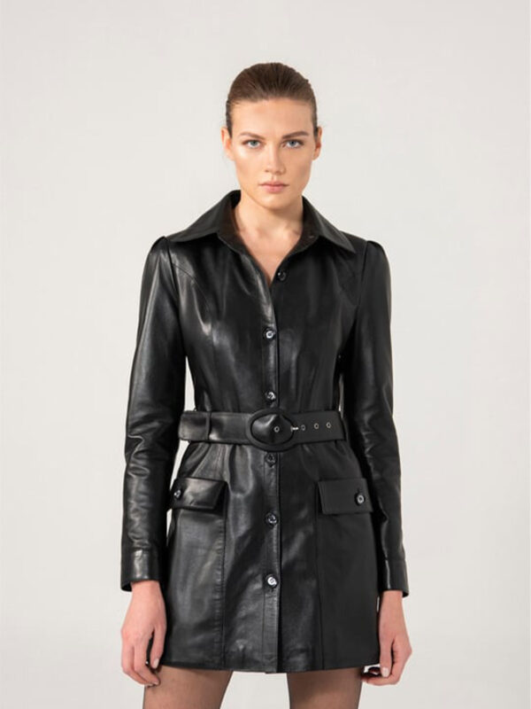 Women Black Leather Dress