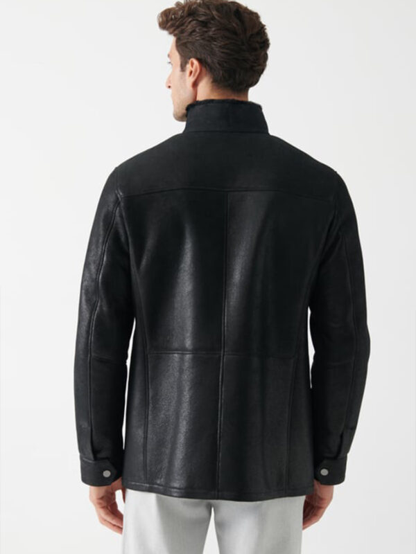 Men's Black Leather Long Jacket