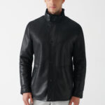 Men's Black Leather Long Jacket