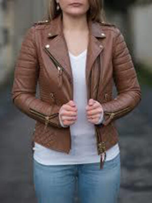 Tomilor Women's Brown Leather Jacket