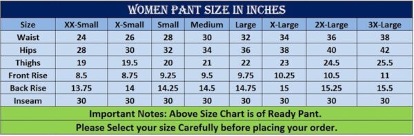 Women's size chart