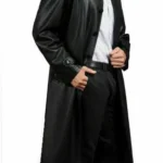 Men's Black Leather Over Coat