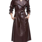 Women Black Leather Long Jacket