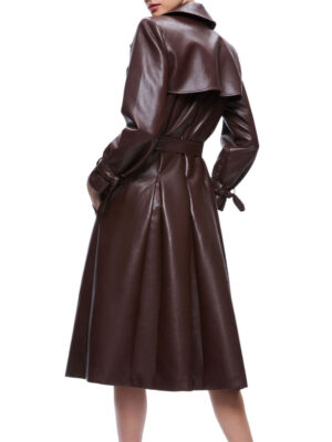 Women Black Leather Long Jacket