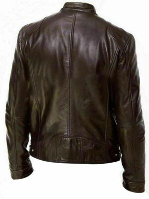 Tomilor Men's Brown Leather Biker Jacket